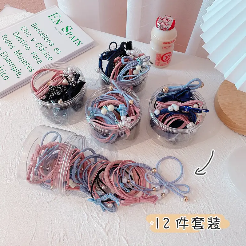 12-Piece Korean Fashion Pearl Head Rope Hair Band Set - Image 8