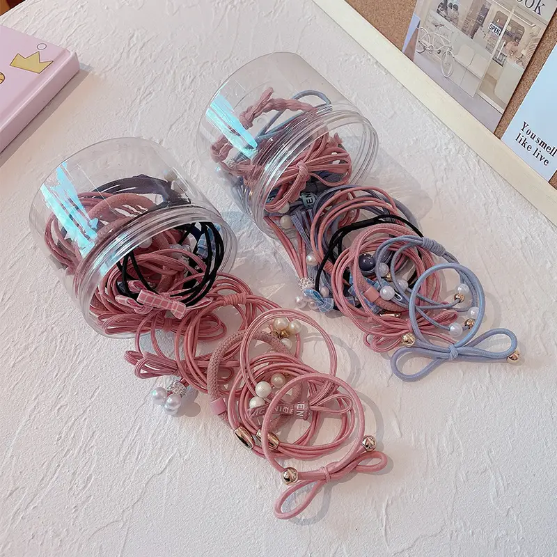 12-Piece Korean Fashion Pearl Head Rope Hair Band Set - Image 9