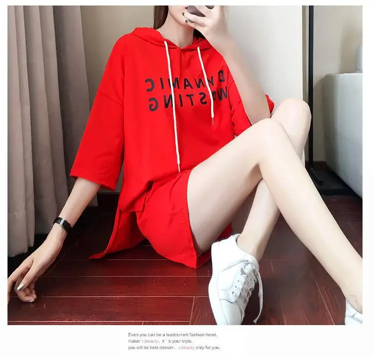 Women Red Korean Style Shorts Set Large — feature 13