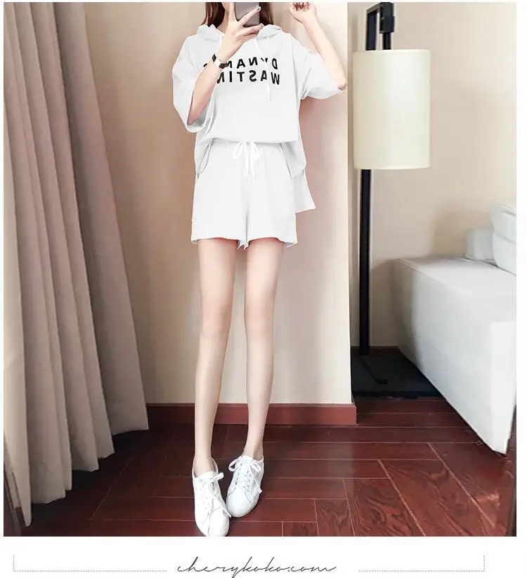 Women Red Korean Style Shorts Set Large — feature 15