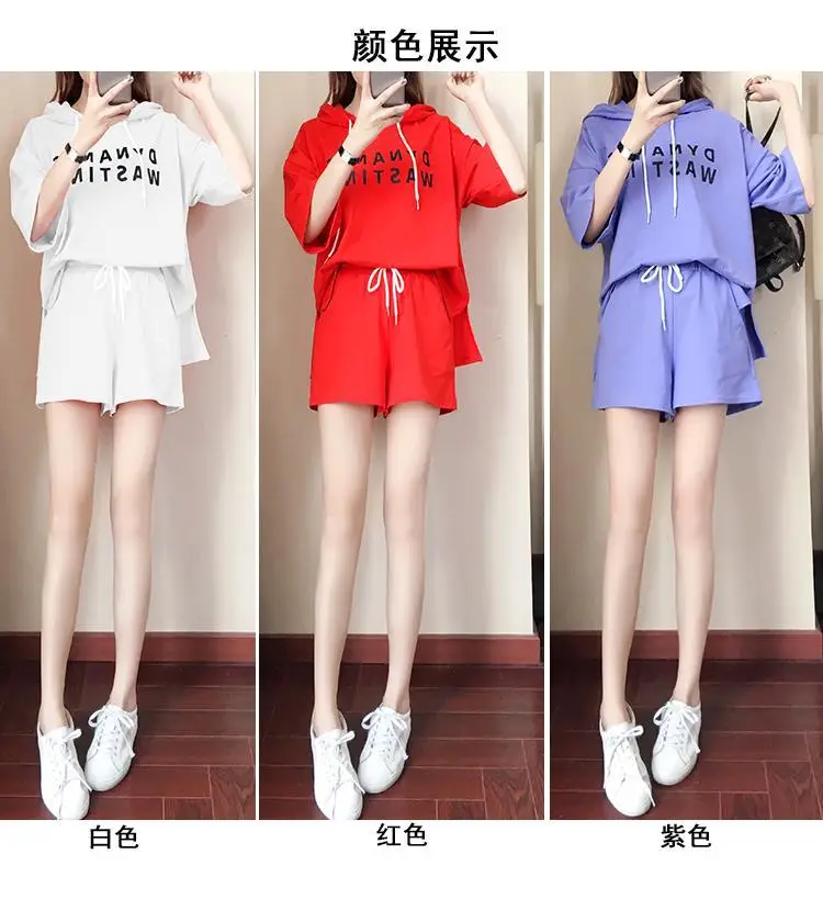 Women Red Korean Style Shorts Set Large — feature 6