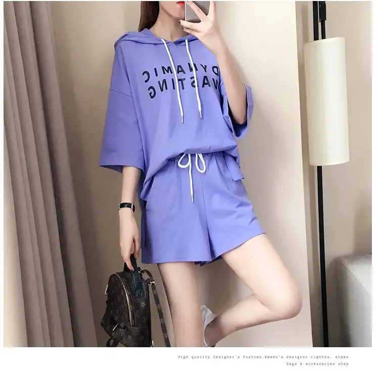 Women Red Korean Style Shorts Set Large — feature 8