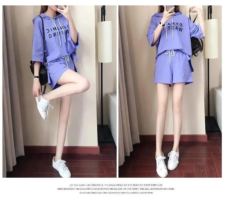 Women Red Korean Style Shorts Set Large — feature 9
