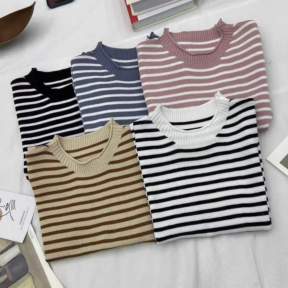 2024 Summer Striped Knitted T-Shirt Set - Image 5