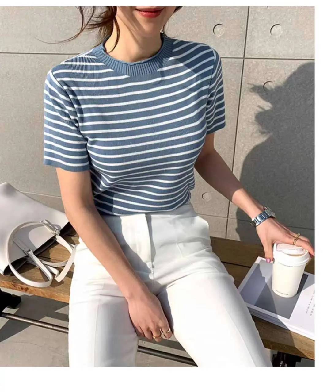 2024 Summer Striped Knitted T-Shirt Set — feature 11