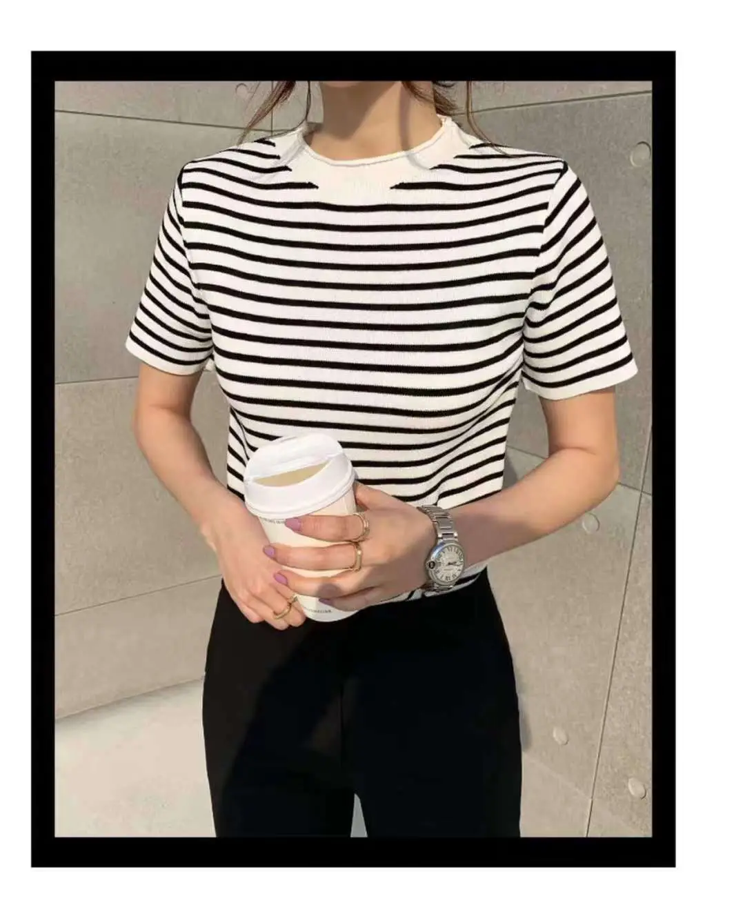 2024 Summer Striped Knitted T-Shirt Set — feature 12