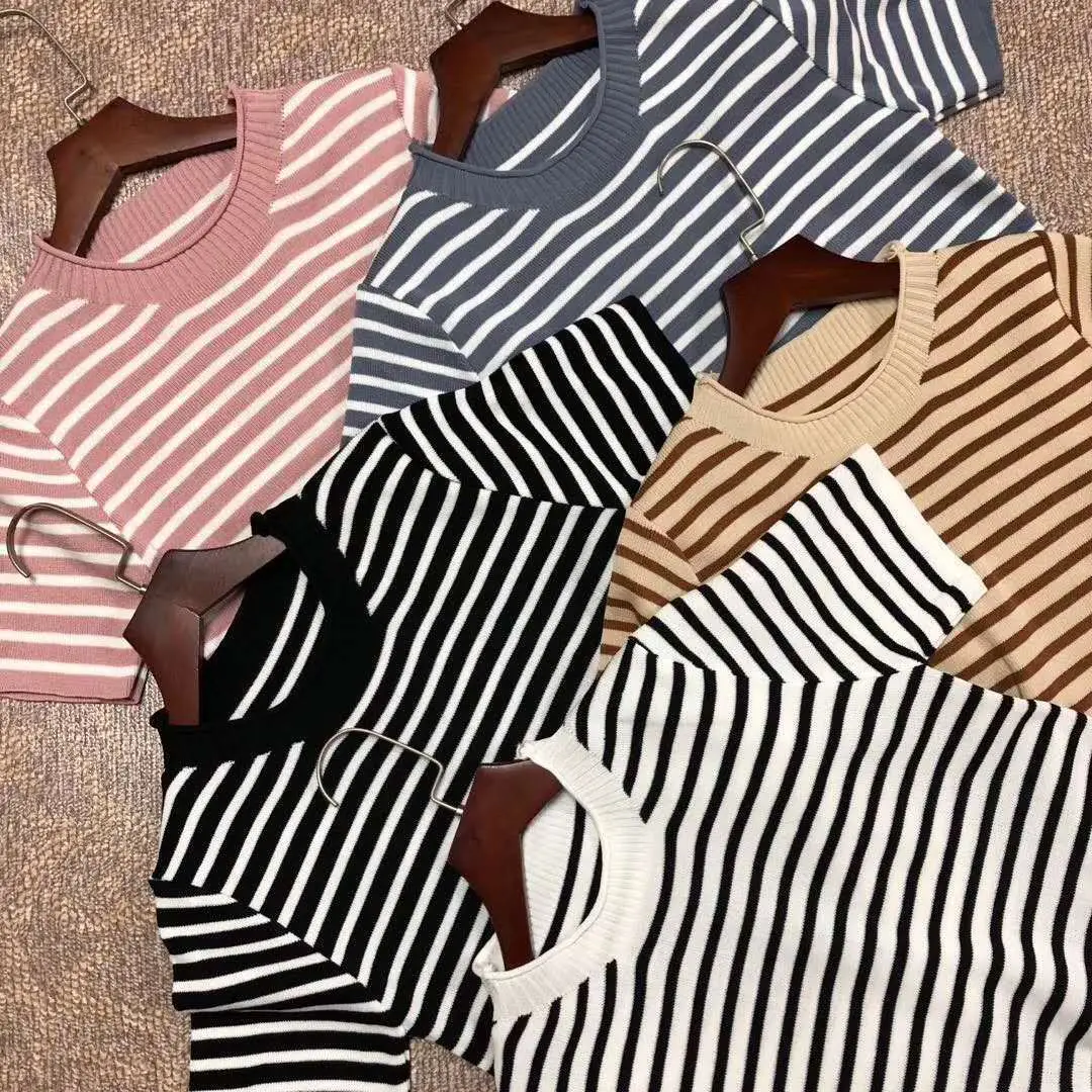 2024 Summer Striped Knitted T-Shirt Set — feature 8