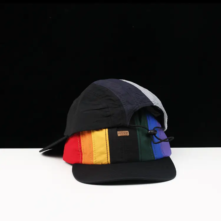 Men's Gradient Drawstring Cap with Color Stripes