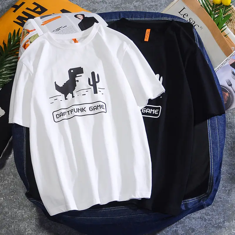 Men's Black Dinosaur Graphic T-Shirt 220g