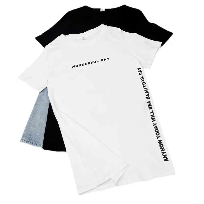 Women White 2025 Summer T-Shirt Mid-Length Loose Fit