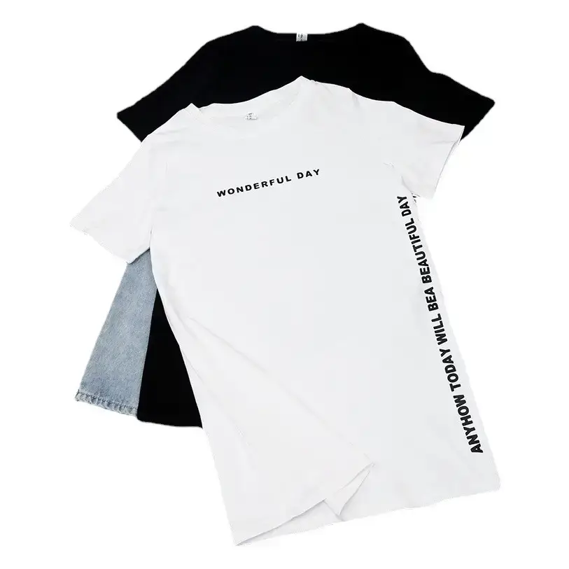 Women White 2025 Summer T-Shirt Mid-Length Loose Fit