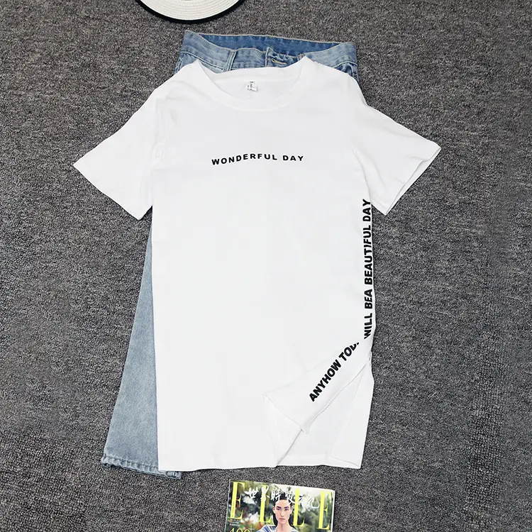 Women White 2025 Summer T-Shirt Mid-Length Loose Fit — feature 15