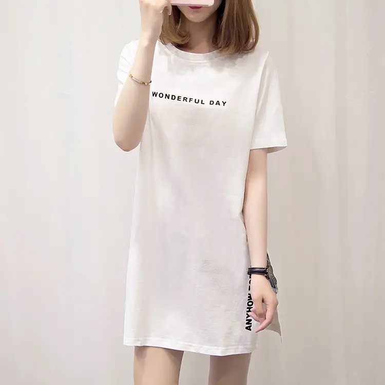 Women White 2025 Summer T-Shirt Mid-Length Loose Fit — feature 22