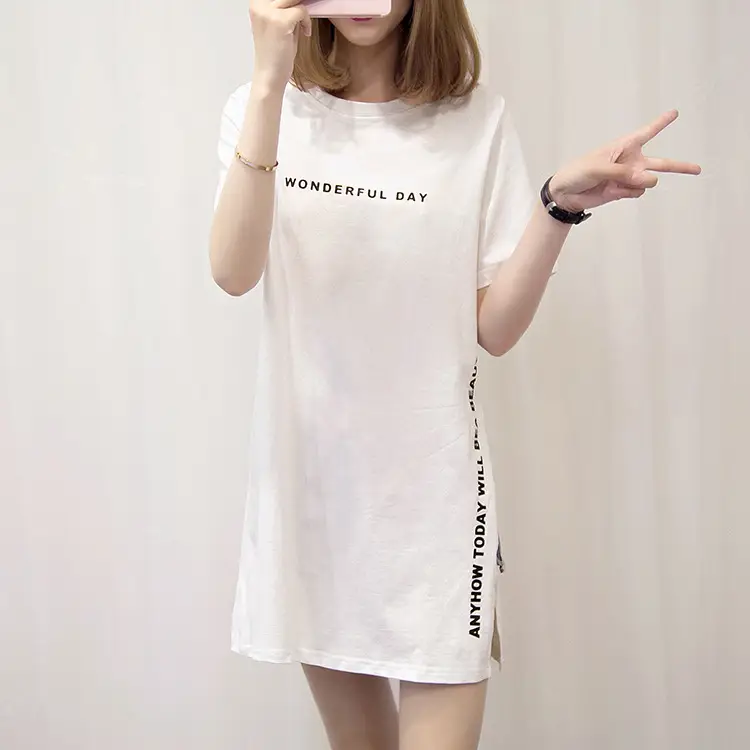Women White 2025 Summer T-Shirt Mid-Length Loose Fit — feature 23