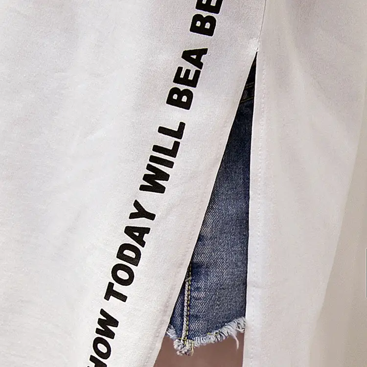 Women White 2025 Summer T-Shirt Mid-Length Loose Fit — feature 32