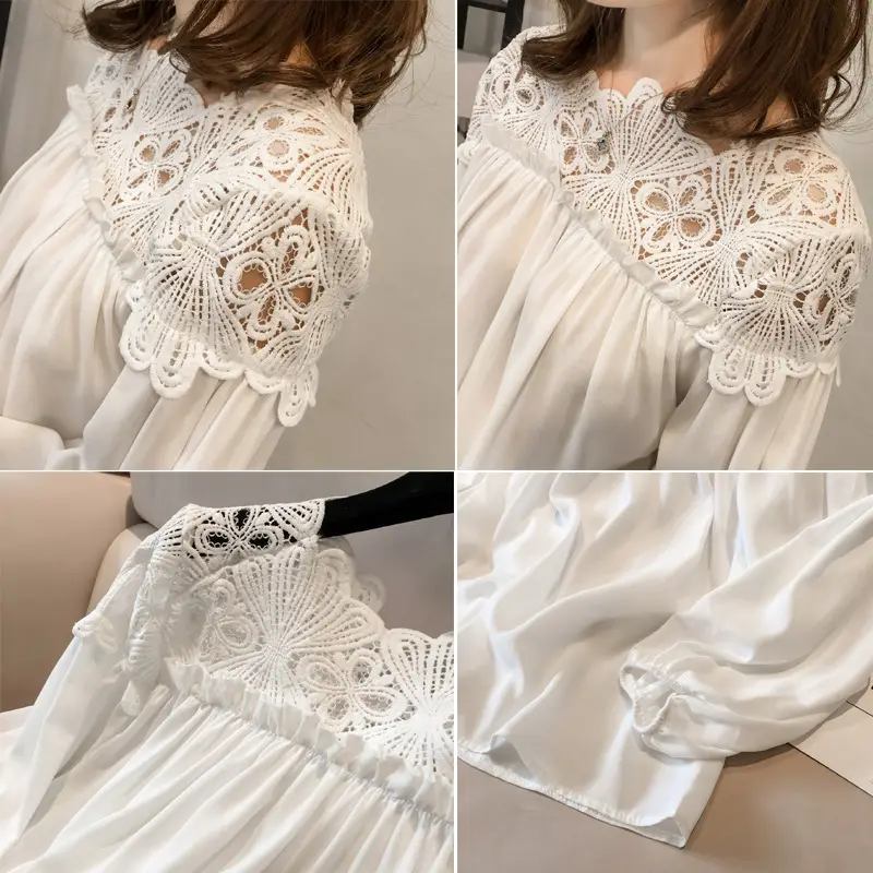 2020 Korean Style Black Lace Chiffon Top for Women - Image 3