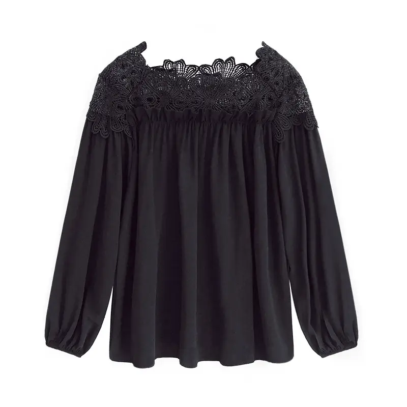 2020 Korean Style Black Lace Chiffon Top for Women - Image 4