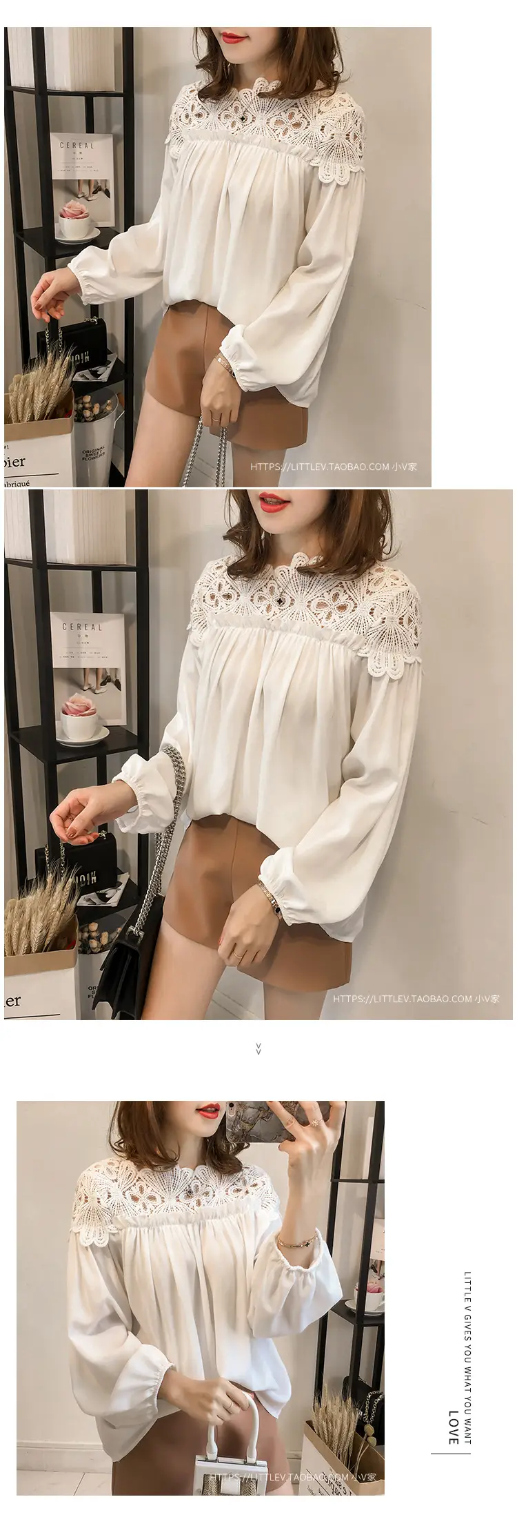 2020 Korean Style Black Lace Chiffon Top for Women — feature 4