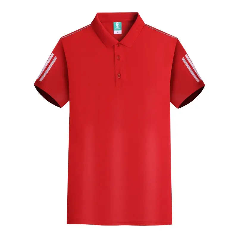 Men's Blue Polo Shirt with White Stripes - Image 3