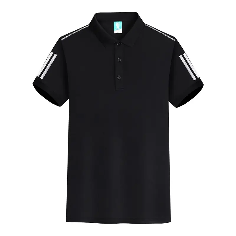 Men's Blue Polo Shirt with White Stripes - Image 4