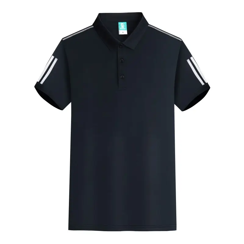 Men's Blue Polo Shirt with White Stripes - Image 9