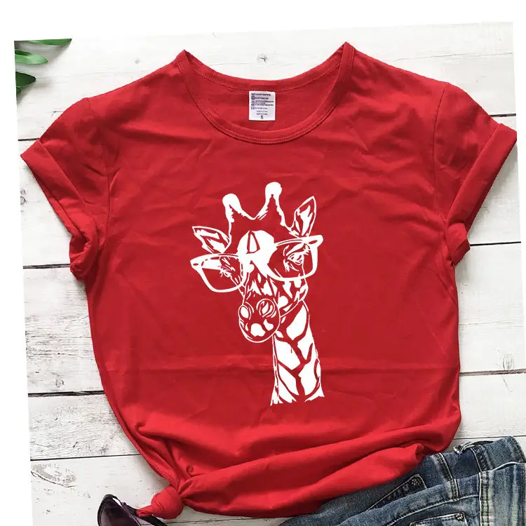 Giraffe Crown Floral Print Grey T-Shirt