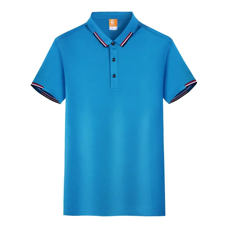 Men's Grey Polo Shirt with Red Blue Trim - Image 7