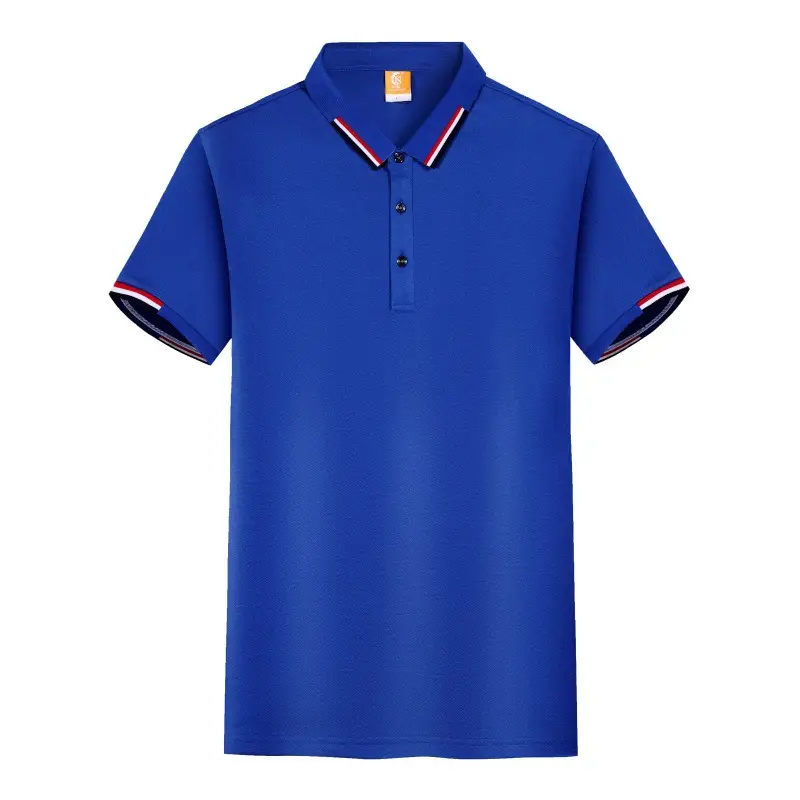 Men's Grey Polo Shirt with Red Blue Trim - Image 8
