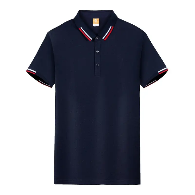 Men's Grey Polo Shirt with Red Blue Trim - Image 9