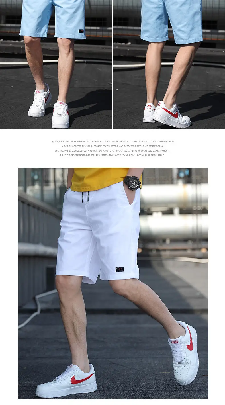 Men 2020 Light Blue Thin Summer Shorts with Nike Shoes — feature 14