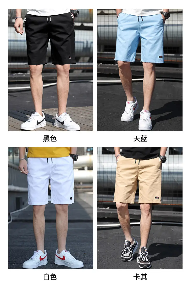 Men 2020 Light Blue Thin Summer Shorts with Nike Shoes — feature 4