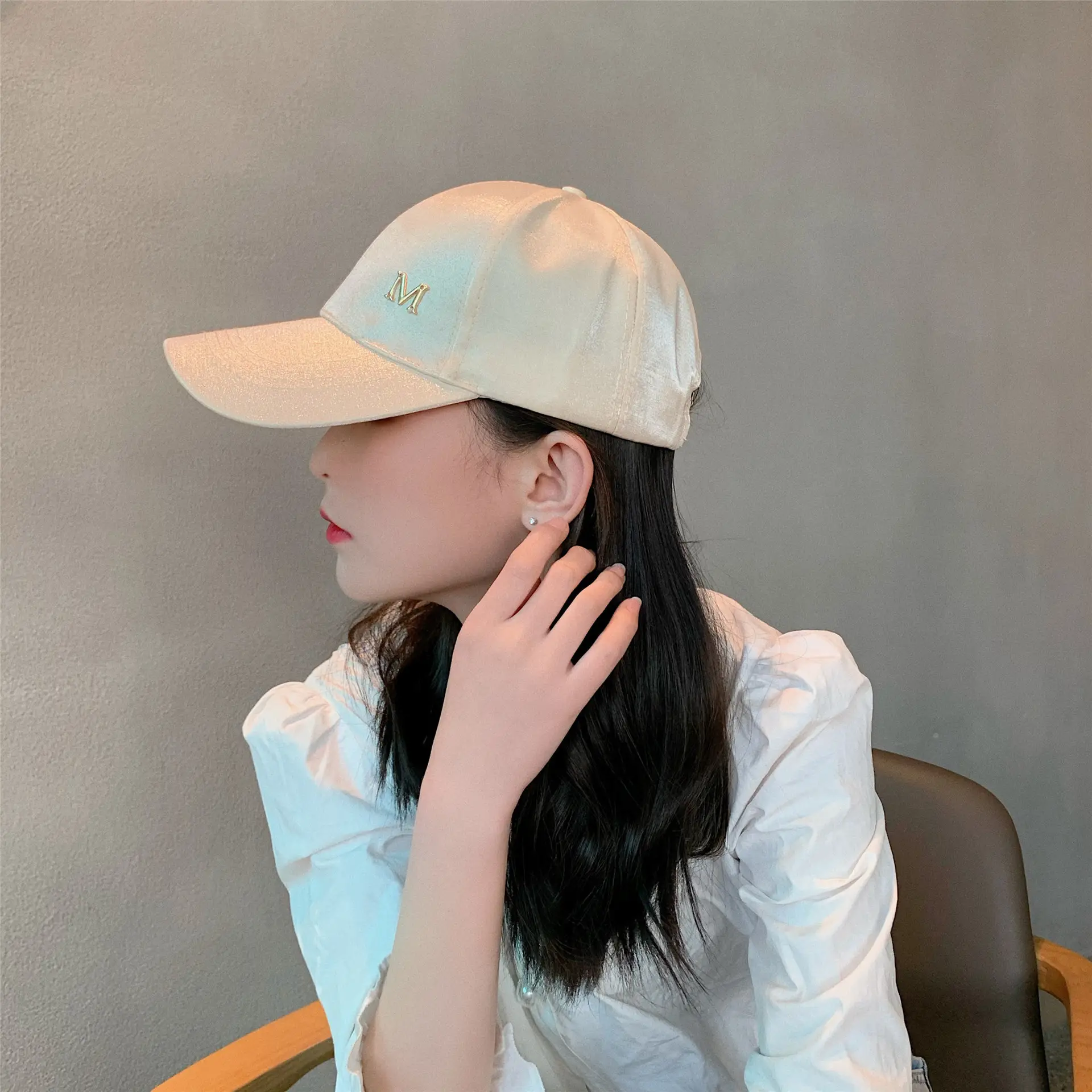 Women's Beige M-Mark Baseball Cap - Image 8