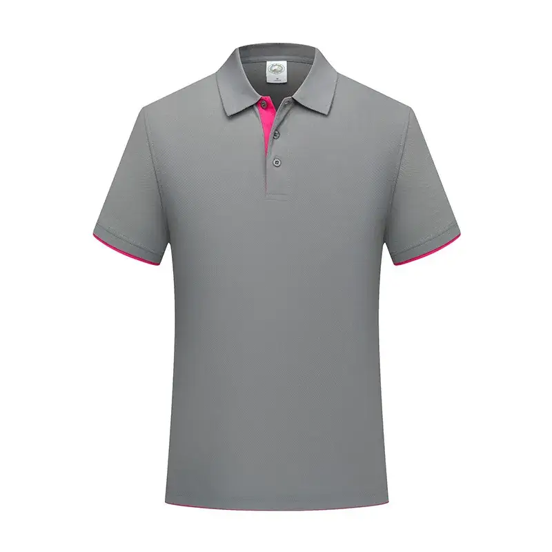 Men Blue Polo Shirt Short Sleeve Logo Print - Image 7