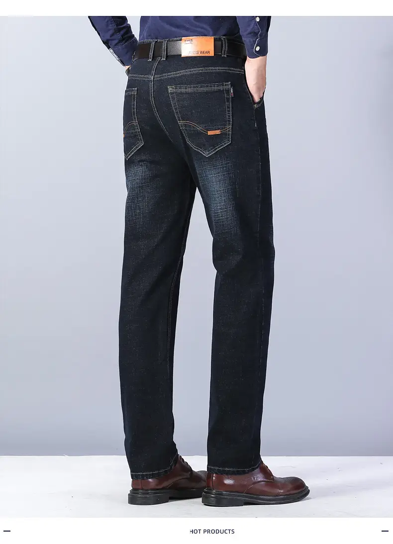Men's Blue Straight Elastic Jeans Summer High Quality — feature 12