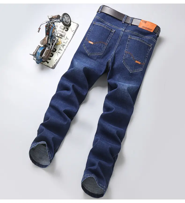 Men's Blue Straight Elastic Jeans Summer High Quality — feature 15