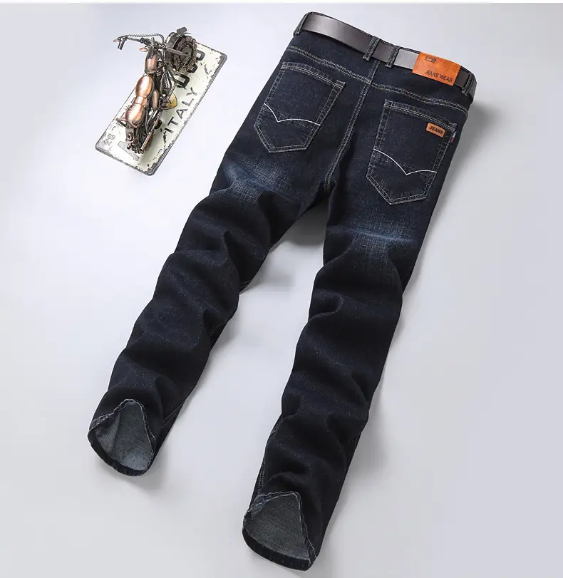 Men's Blue Straight Elastic Jeans Summer High Quality — feature 21