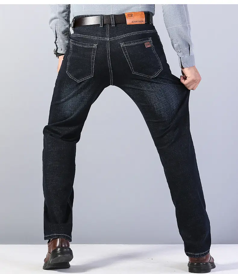 Men's Blue Straight Elastic Jeans Summer High Quality — feature 25