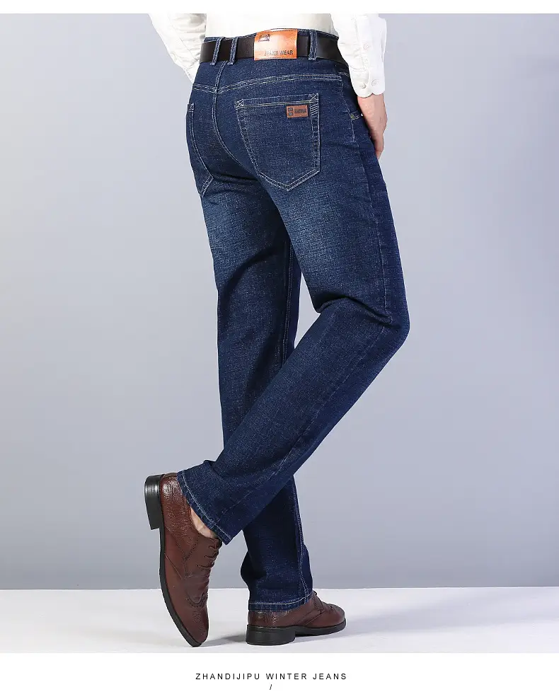 Men's Blue Straight Elastic Jeans Summer High Quality — feature 27
