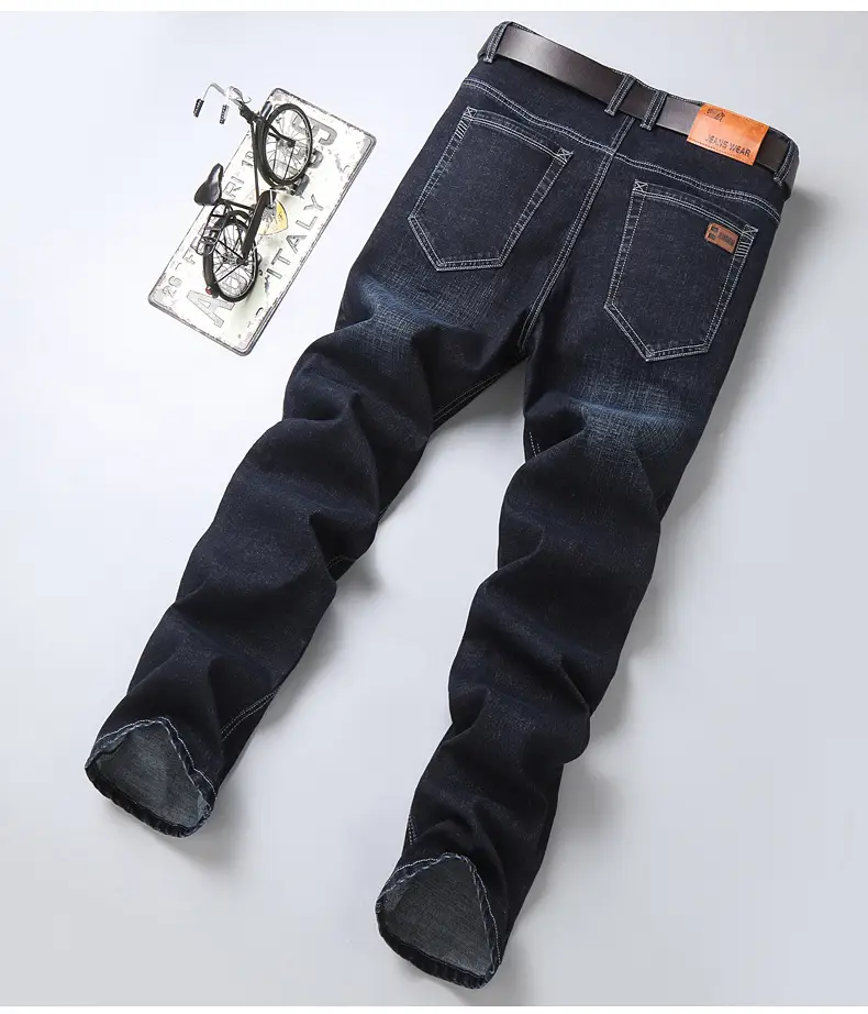 Men's Blue Straight Elastic Jeans Summer High Quality — feature 28