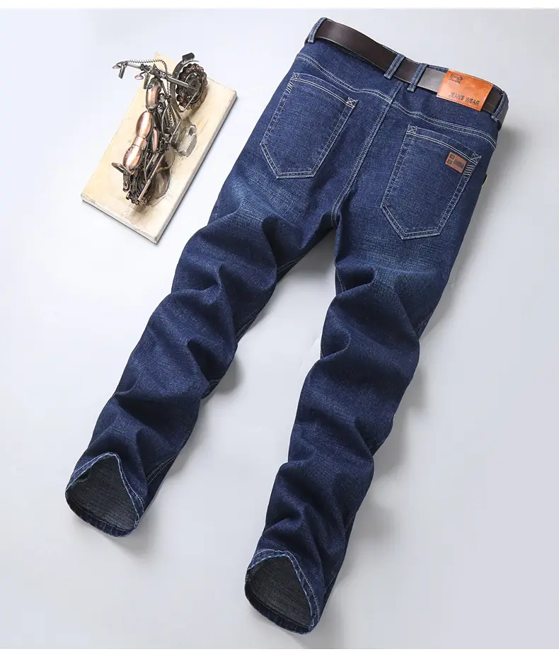 Men's Blue Straight Elastic Jeans Summer High Quality — feature 29