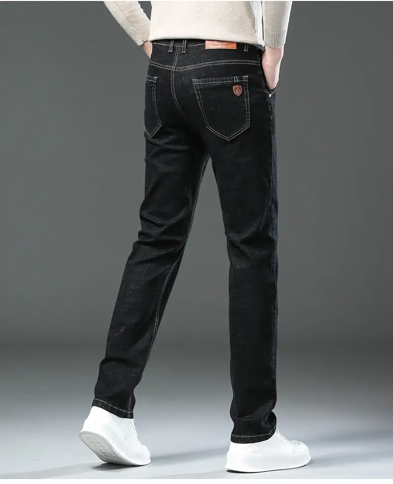 Men's Blue Straight Elastic Jeans Summer High Quality — feature 34