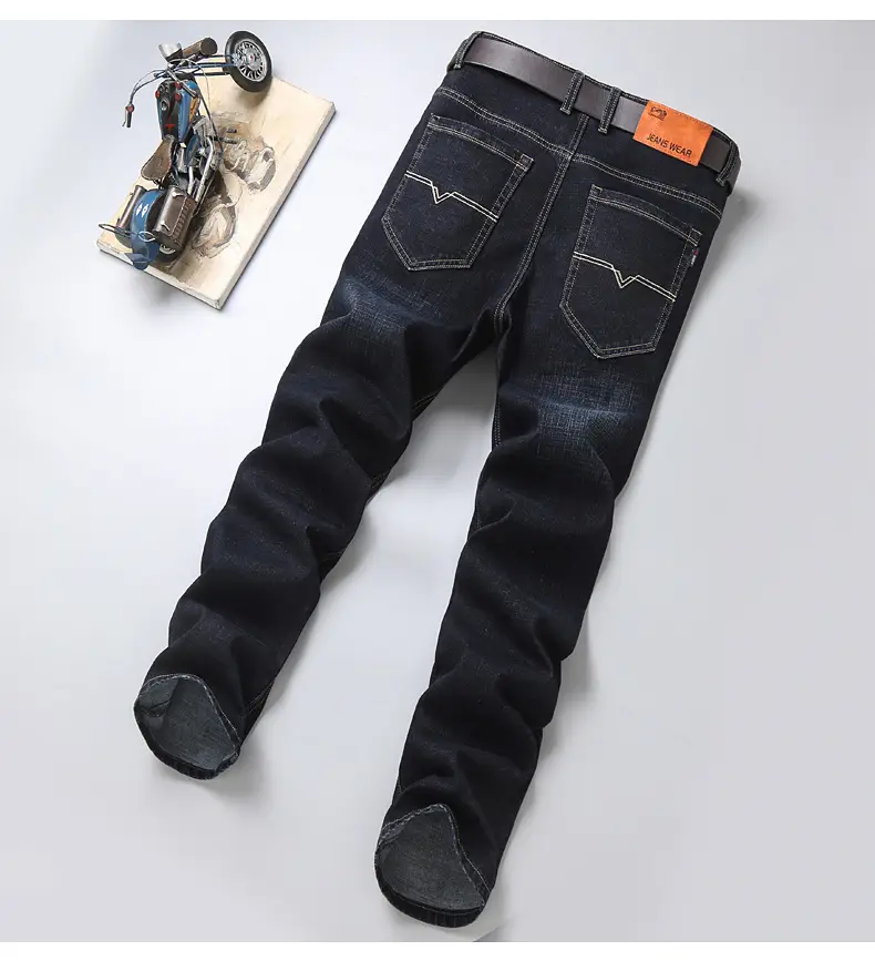 Men's Blue Straight Elastic Jeans Summer High Quality — feature 9