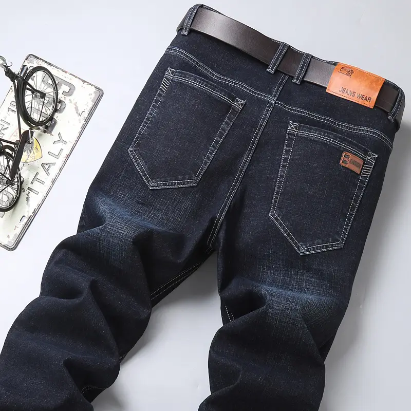 Men's Blue Straight Elastic Jeans Summer High Quality - Image 10