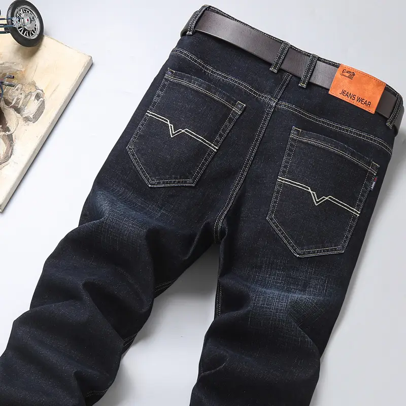 Men's Blue Straight Elastic Jeans Summer High Quality - Image 2