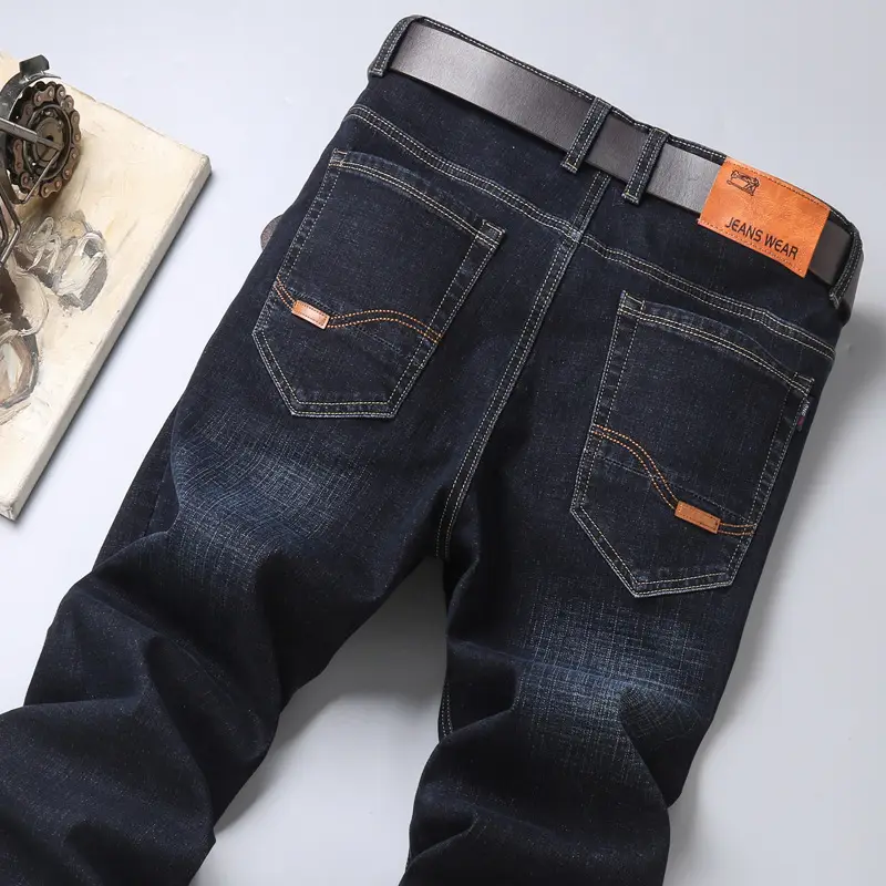 Men's Blue Straight Elastic Jeans Summer High Quality - Image 4