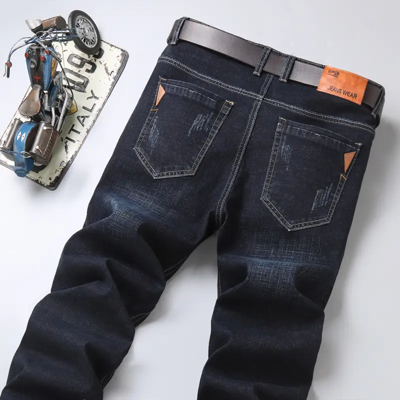 Men's Blue Straight Elastic Jeans Summer High Quality - Image 5