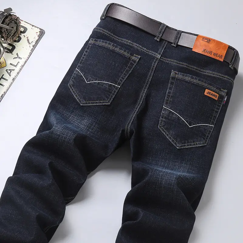 Men's Blue Straight Elastic Jeans Summer High Quality - Image 8
