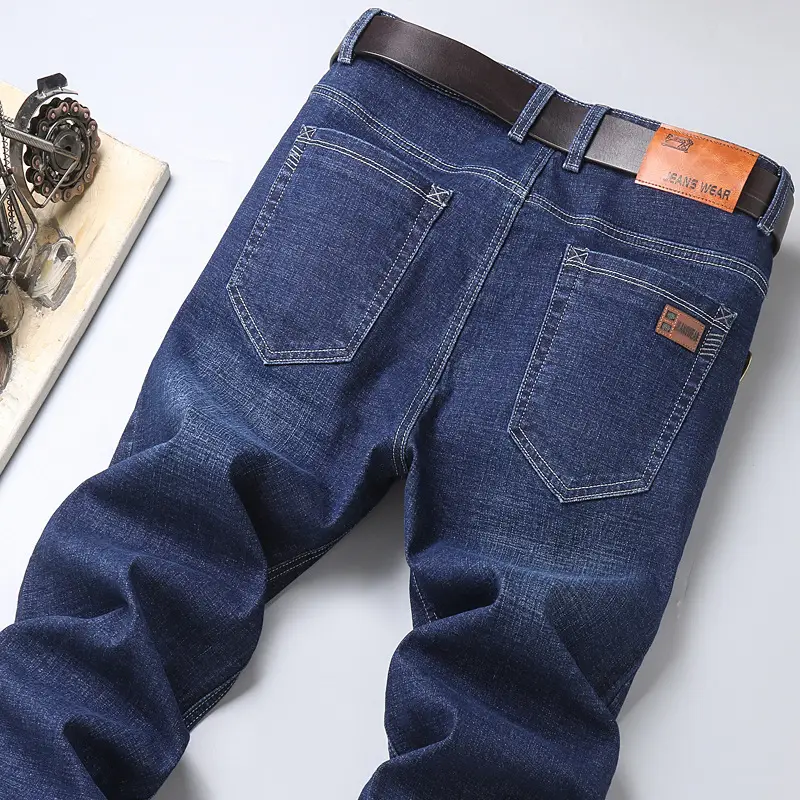 Men's Blue Straight Elastic Jeans Summer High Quality - Image 9