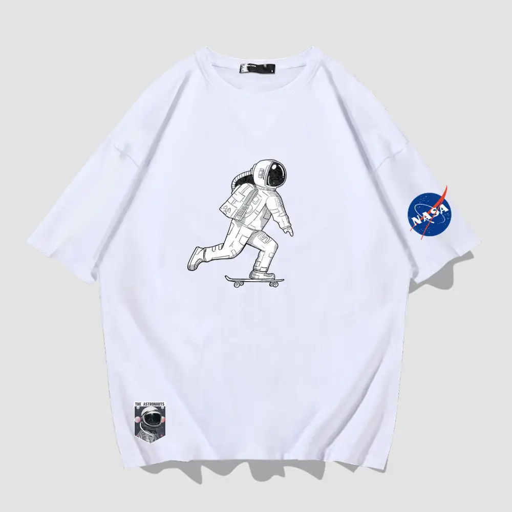 Men NASA Printed T-Shirt White Short Sleeve - Image 2
