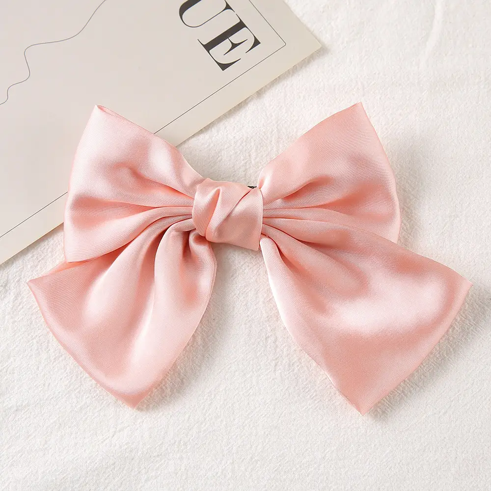 Pink Bow Hairpin for Girls Spring Clip - Image 2
